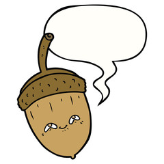 cartoon acorn and speech bubble