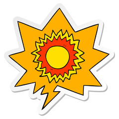 cartoon sun and speech bubble sticker