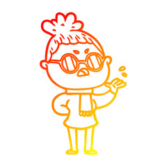 warm gradient line drawing cartoon annoyed woman