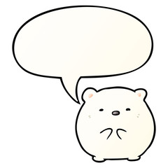 cute cartoon polar bear and speech bubble in smooth gradient style