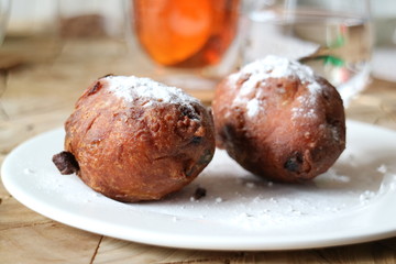 Oliebol: deep-fried raisin bun