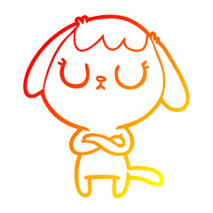 warm gradient line drawing cute cartoon dog