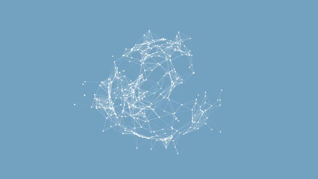 Virtual digital planet Earth on blue background. Plexus fantasy abstract technology. Digital globe of data.