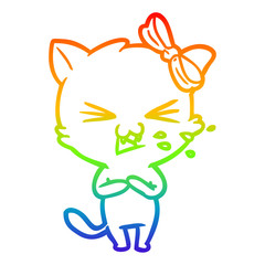 rainbow gradient line drawing cartoon cat