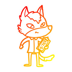 warm gradient line drawing friendly cartoon wolf manager