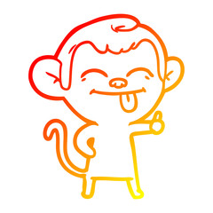 warm gradient line drawing funny cartoon monkey