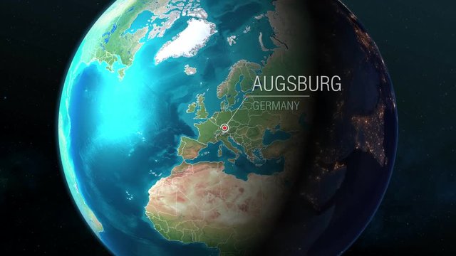Germany - Augsburg - Zooming from space to earth