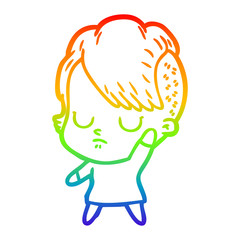 rainbow gradient line drawing cartoon woman