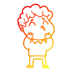 warm gradient line drawing cartoon man pouting