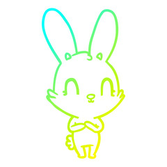 cold gradient line drawing cute cartoon rabbit