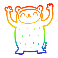 rainbow gradient line drawing cute cartoon bear