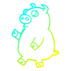 cold gradient line drawing cartoon funny pig