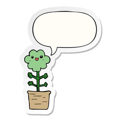 cartoon flower and speech bubble sticker