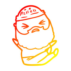 warm gradient line drawing cartoon man with beard