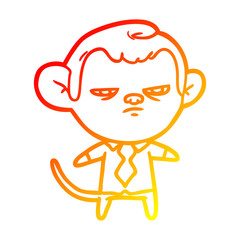 warm gradient line drawing cartoon monkey