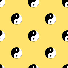Yin yang symbol seamless pattern, background. Vector illustration.