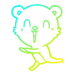 cold gradient line drawing happy cartoon bear