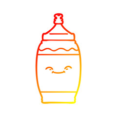 warm gradient line drawing cartoon happy water bottle