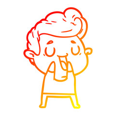 warm gradient line drawing happy cartoon man