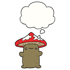 cartoon mushroom and thought bubble
