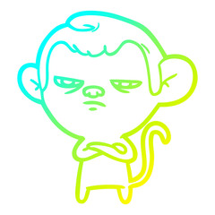 cold gradient line drawing cartoon monkey