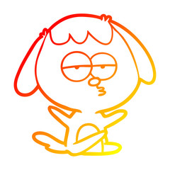 warm gradient line drawing cartoon bored dog