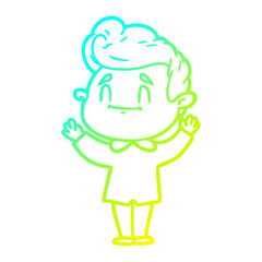 cold gradient line drawing happy cartoon man
