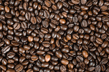 Coffee background, macro photo. Roasted coffee beans