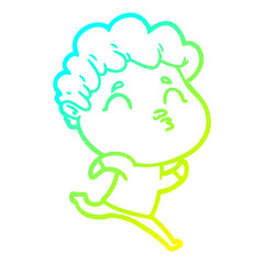 cold gradient line drawing cartoon man pouting