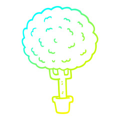 cold gradient line drawing cartoon tree