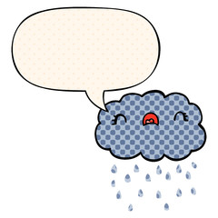 cute cartoon cloud and speech bubble in comic book style