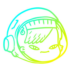 cold gradient line drawing cartoon astronaut face