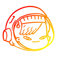 warm gradient line drawing cartoon astronaut face