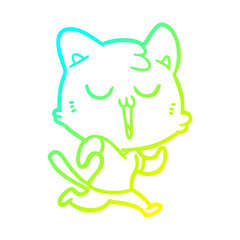 cold gradient line drawing cartoon cat singing