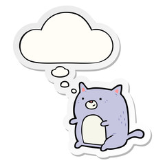 cartoon cat and thought bubble as a printed sticker