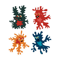 Cute cartoon little monster . Doodle vector set .