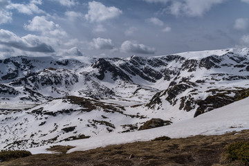 Winter mountain landscape in Bulgaria, Rila mountain, Seven Rila Lakes.