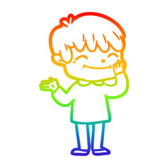 rainbow gradient line drawing cartoon happy boy