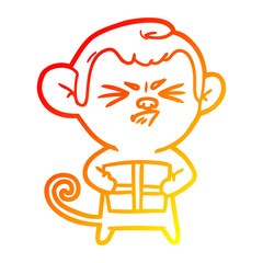 warm gradient line drawing cartoon angry monkey
