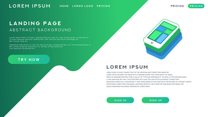 the web landing page has a green theme with cool gradients.