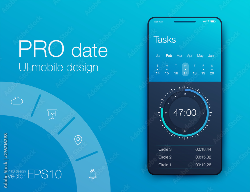 Poster fitness app. ui ux design. ui design concept with web elements