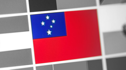 Samoa national flag of country. Samoa flag on the display, a digital moire effect.