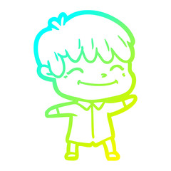cold gradient line drawing cartoon happy boy