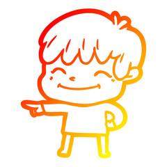 warm gradient line drawing cartoon happy boy