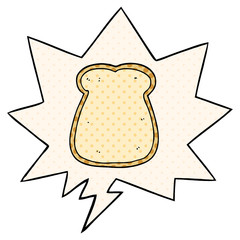 cartoon slice of bread and speech bubble in comic book style