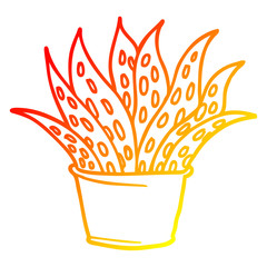 warm gradient line drawing cartoon house plant