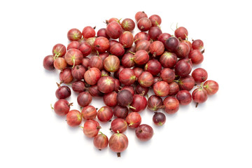 red green gooseberry on white isolated background