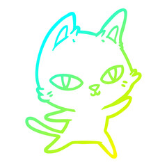 cold gradient line drawing cartoon cat staring