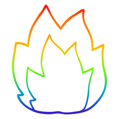 rainbow gradient line drawing cartoon explosion flame