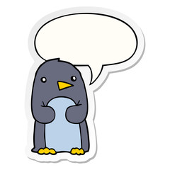 cartoon penguin and speech bubble sticker